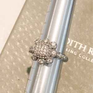 SOLD! JUDITH RIPKA DIAMONIQUE®️CLUSTER RING Sz 8.25 EUC Sterling silver